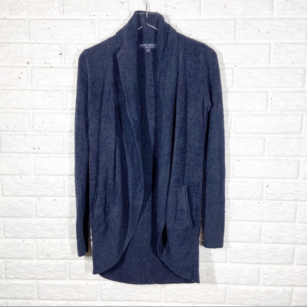 Barefoot Dreams Bamboo Cozychic Lite Circle Cardigan Navy Blue/He Carbon